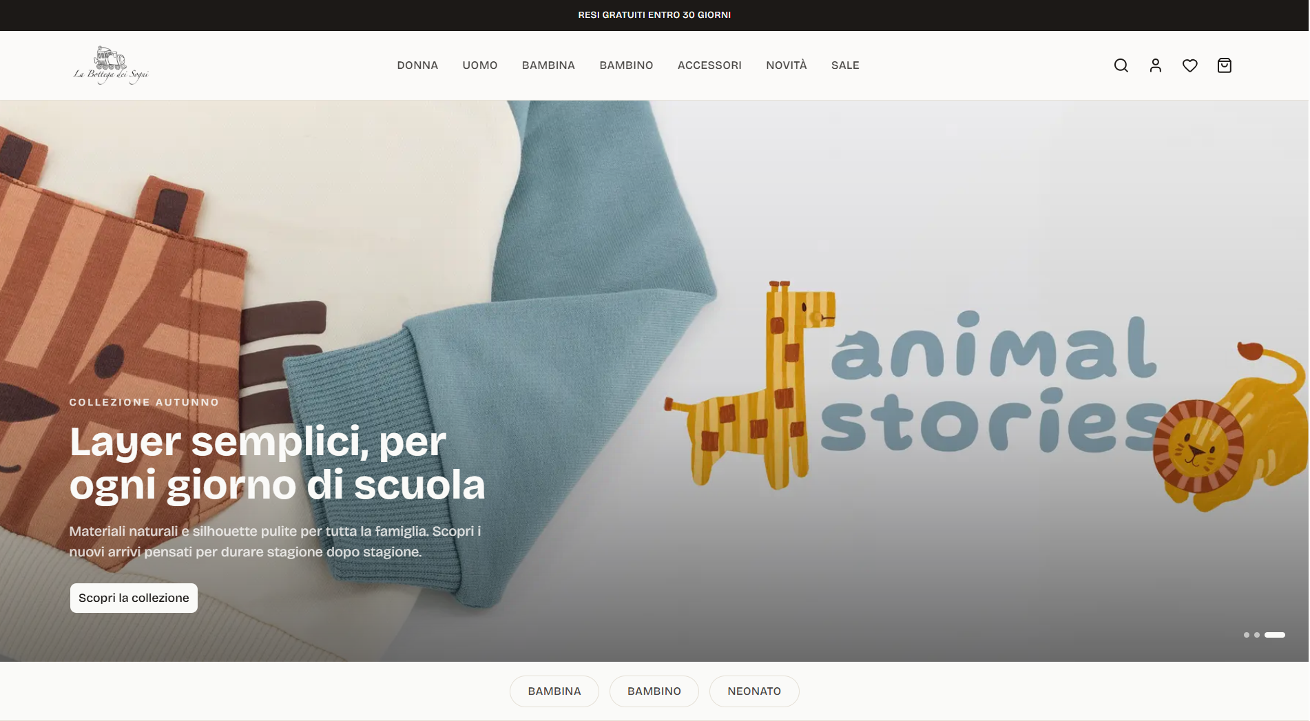 Home page de La bottega dei sogni